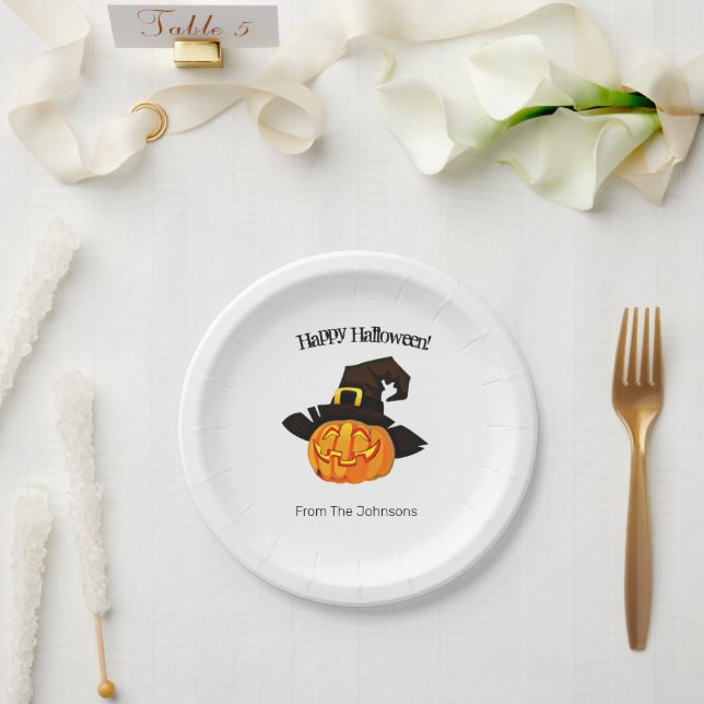 Pumpkin Witch Halloween Paper Plates (Wedding)