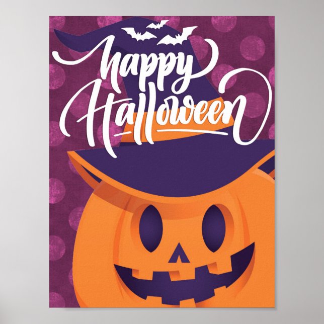 Pumpkin Witch Happy Halloween Poster (Front)