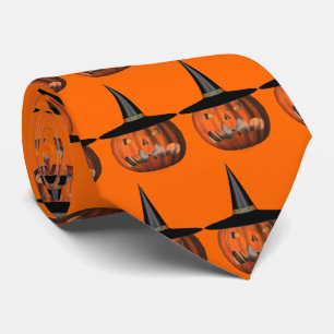 Pumpkin Witch Hat Halloween Neck Tie