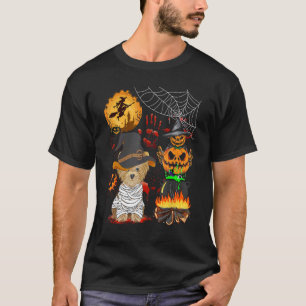 Pumpkin Witch Hat Yorkshire Terrier Halloween Dog T-Shirt