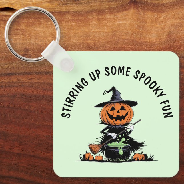 Pumpkin Witch Key Ring (Front)