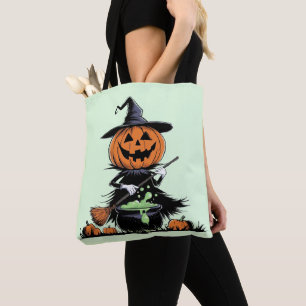 Pumpkin Witch Tote Bag