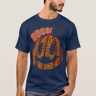 Pumpkin with Boo Retro Animal Print Jack O Lantern T-Shirt