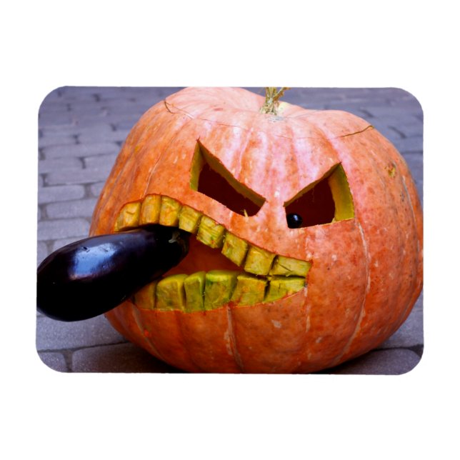 Pumpkin with Eggplant Magnet (Horizontal)