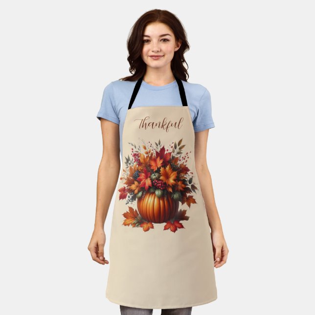 Pumpkin with Fall Leaves-Thanksgiving- Apron (Worn)