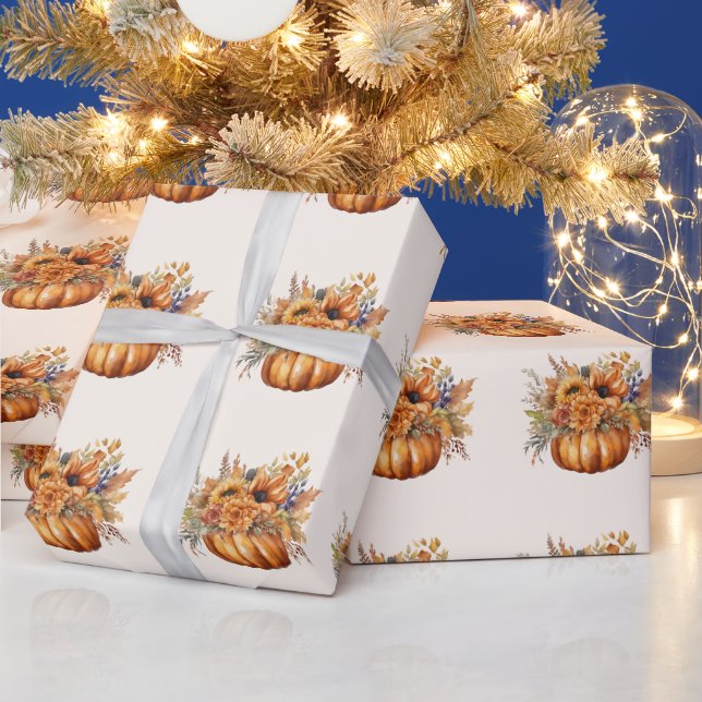 Pumpkin with Flowers- Wrapping Paper (Holidays)
