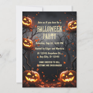 Pumpkin with Forest Halloween Invitation