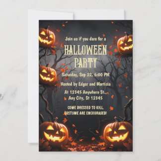 Pumpkin with Forest Halloween Invitation