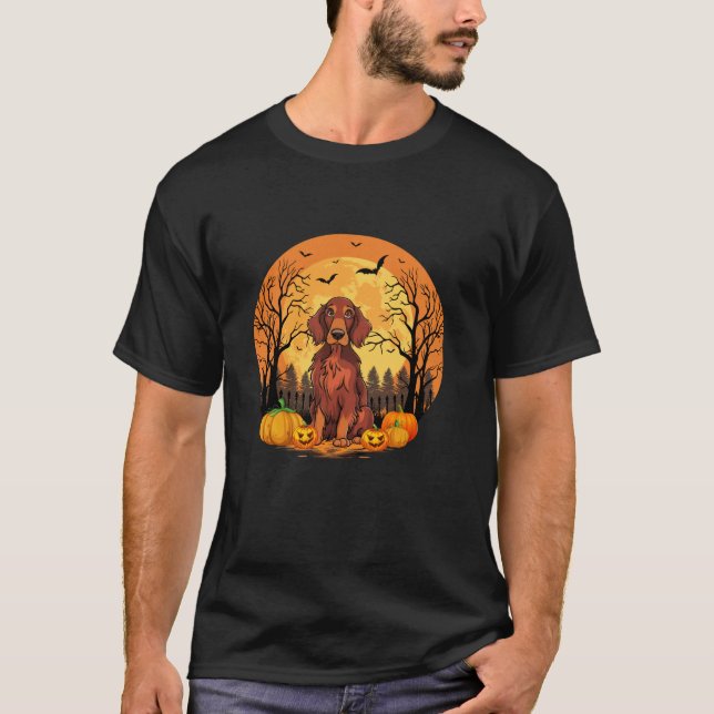 Pumpkin With Funny Halloween Costume Irish Setter  T-Shirt (Front)