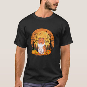 Pumpkin With Funny Halloween Costume Rough Collie T-Shirt