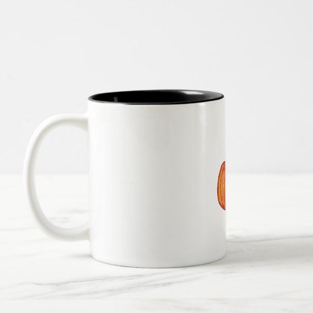 Pumpkin with Grey Bat  Two-Tone Coffee Mug (Left)