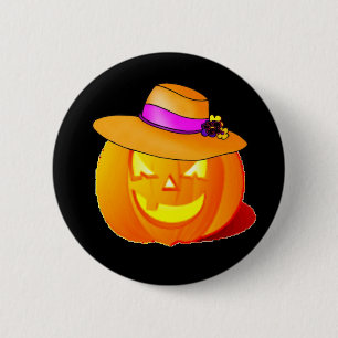 Pumpkin with Hat Button
