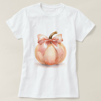 Pumpkin With Pink Bow Halloween T-Shirt