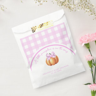 Pumpkin with pink bow in cage baby shower favour bag