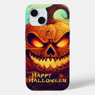 Pumpkin with Scary Face Among Candles, Halloween iPhone 15 Case