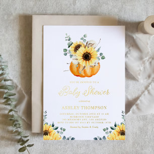 Pumpkin with Sunflowers Rustic Fall Baby Shower
