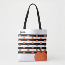 Pumpkin with White & Black Stripes - Personalised