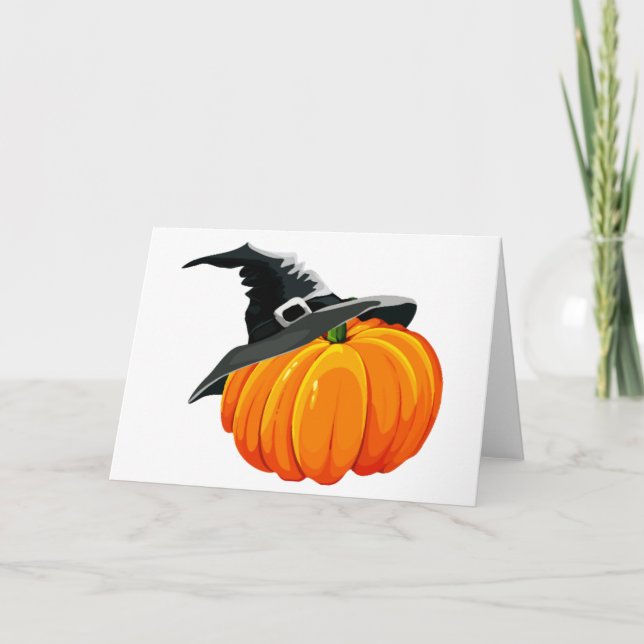 Pumpkin with Witch Hat Card (Front)