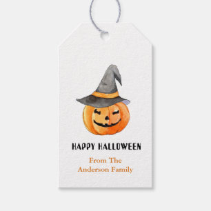 Pumpkin with Witch hat Halloween Favour tags
