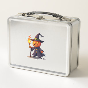 Pumpkin Wizard � Magical Halloween Sorcerer Tee Metal Lunch Box