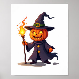 Pumpkin Wizard – Magical Halloween Sorcerer Tee Poster