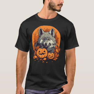 Pumpkin Wolf costume on Wolf Halloween T-Shirt