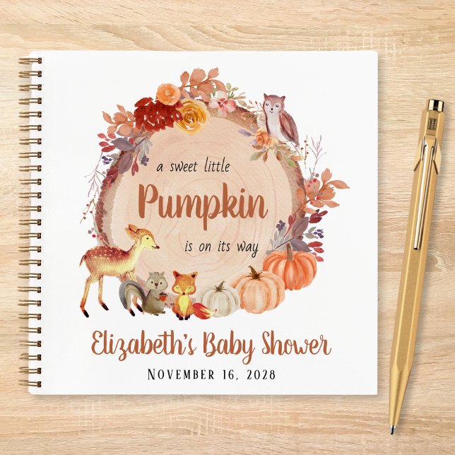 Pumpkin Woodland Animals Baby Shower Guest Book (Creator Uploaded)