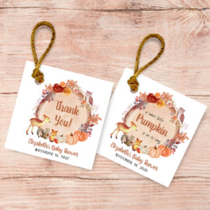 Pumpkin Woodland Animals Baby Shower Thank You Favour Tags