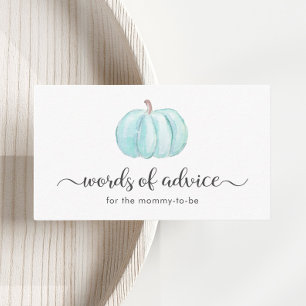 Pumpkin Words Of Advice Baby Boy Shower Enclosure Card