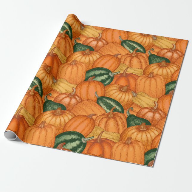 Pumpkin Wrapping Paper (Unrolled)