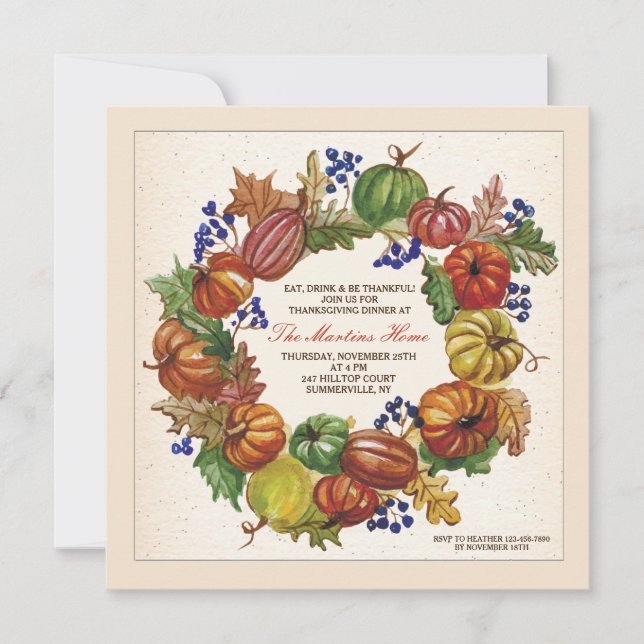 Pumpkin Wreath Invitation (Front)