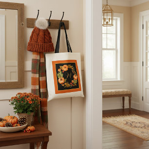 Pumpkin wreath monogram   tote bag