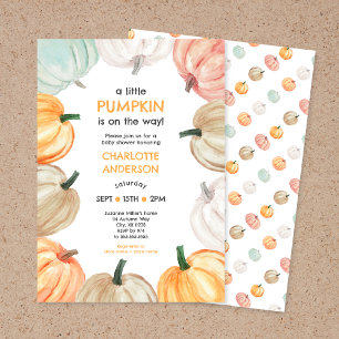 Pumpkin wreath neutral gender fall baby shower invitation