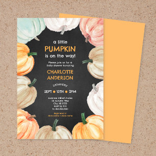 Pumpkin wreath neutral gender fall baby shower invitation
