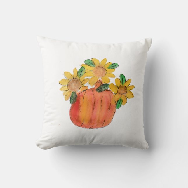 Pumpkin Yellow Sunflowers  Cushion (Front)