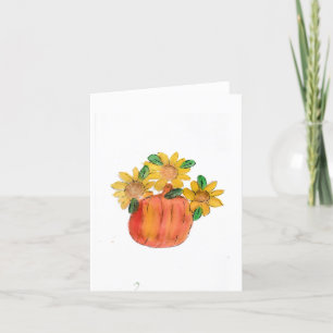 Pumpkin Yellow Sunflowers Thank You Card
