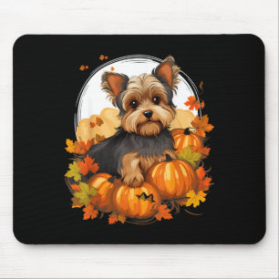 Pumpkin Yorkie Dog Halloween Thanksgiving Mouse Pad