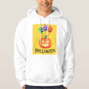 pumpking in halloween with ballons editable hoodie