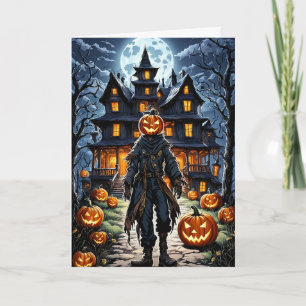 Pumpkinhead in Moonlight Halloween Holiday Card