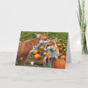 "Pumpkinpatch Foxes" Greeting Card