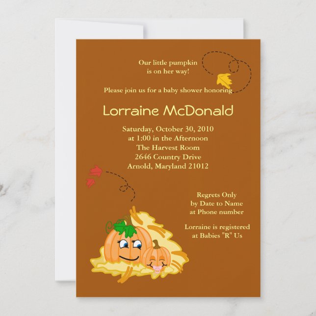 Pumpkins 5x7 Fall Autumn Baby Shower Invitation (Front)