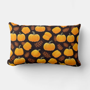 Pumpkins and Autumn Leaves Lumbar Cushion