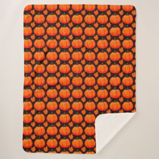 Pumpkins and Autumn Leaves Sherpa Blanket