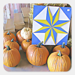Pumpkins and Autumn Quilt Halloween Stickers