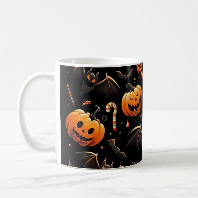 Pumpkins and bats coffee mug (Left)