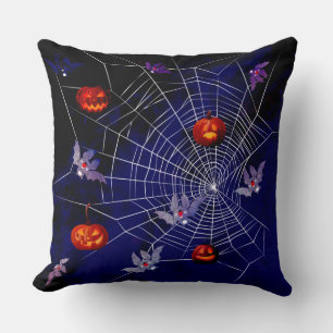 Pumpkins and bats cushion