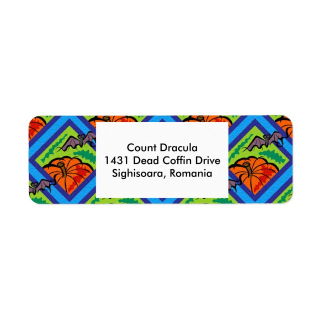 Pumpkins and Bats in Patterns Address Labels (Front)