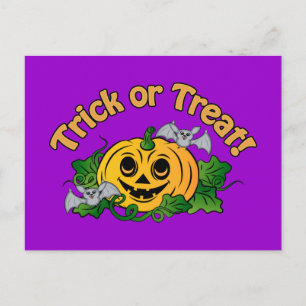 Pumpkins and Bats Postcard