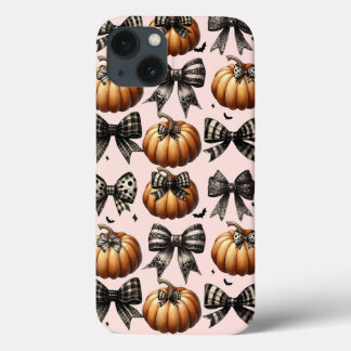 Pumpkins and Bows iPhone Case- Halloween Fall Pink 13 Case
