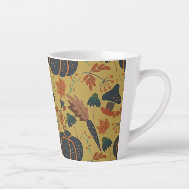 Pumpkins and carrots seamless pattern latte mug (Right)
